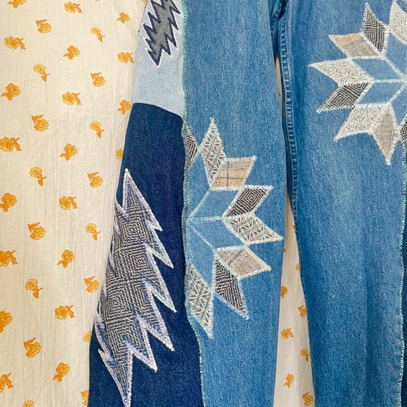 Upcycled Forenza Grateful Dead Patchwork Jeans Size 10 - Picture 2 of 7